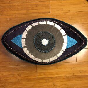 Velvet Pillow Turkish Nazar Blue Navy Teal Home Protection from Evil Eye Home